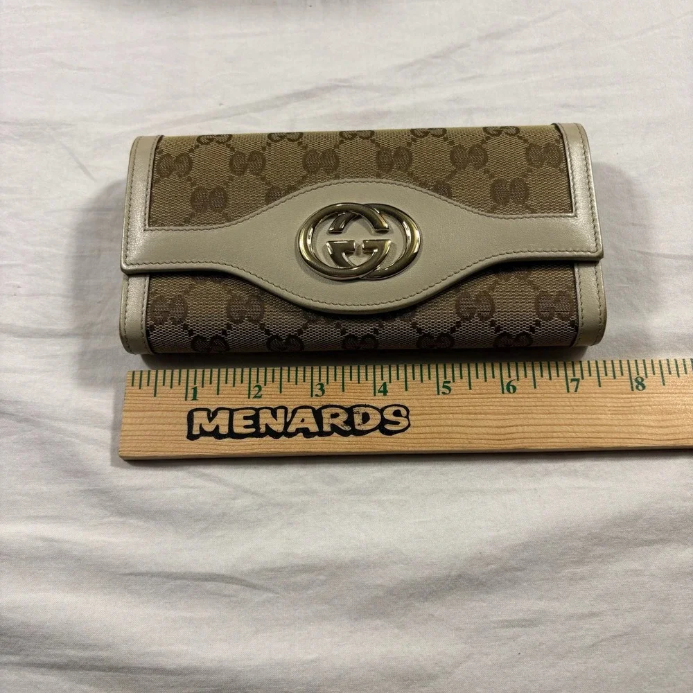 Authentic Gucci Soho Cellarius Wallet Tan GG Monogram Leather Pre-Owned - Picture 8 of 10